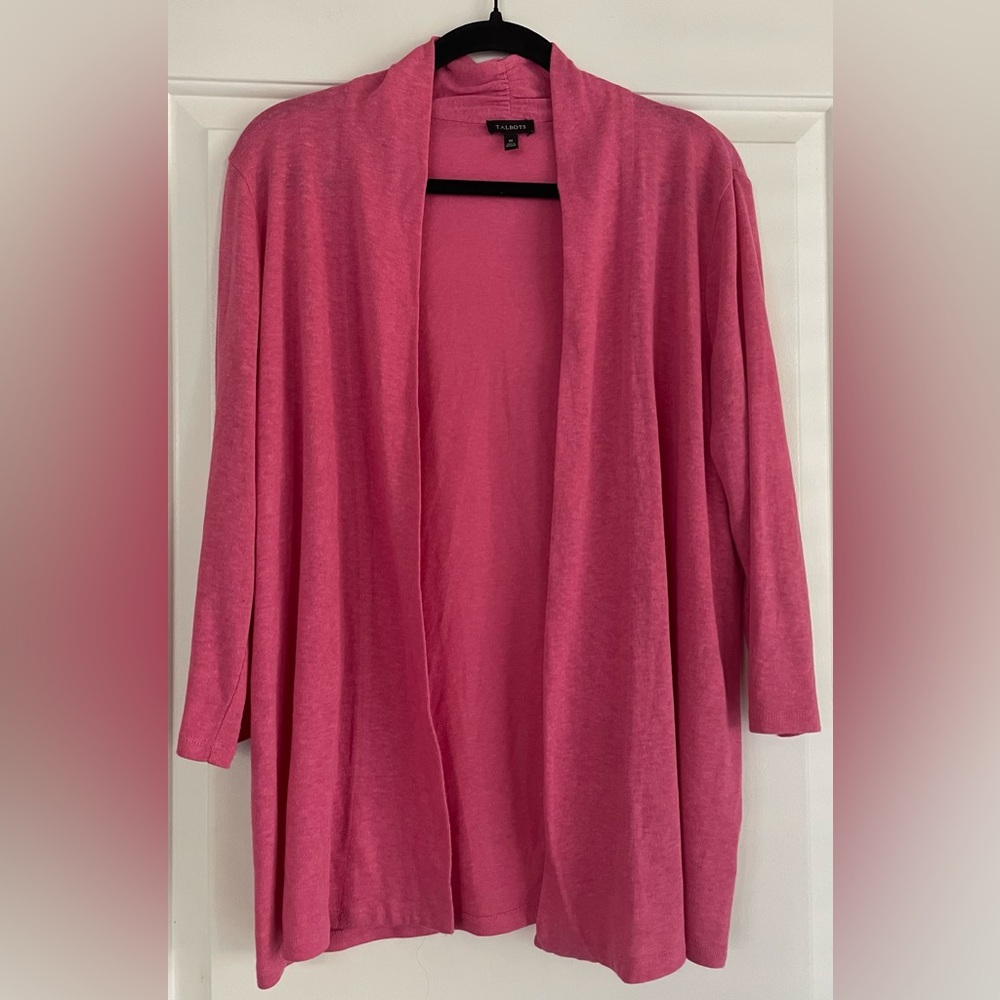 Talbots Vibrant Pink Open Cardigan